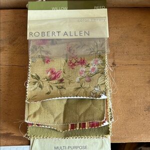 Vintage Robert Allen 30+ Pieces Upholstery Fabric Samples Book Sage Green Cream